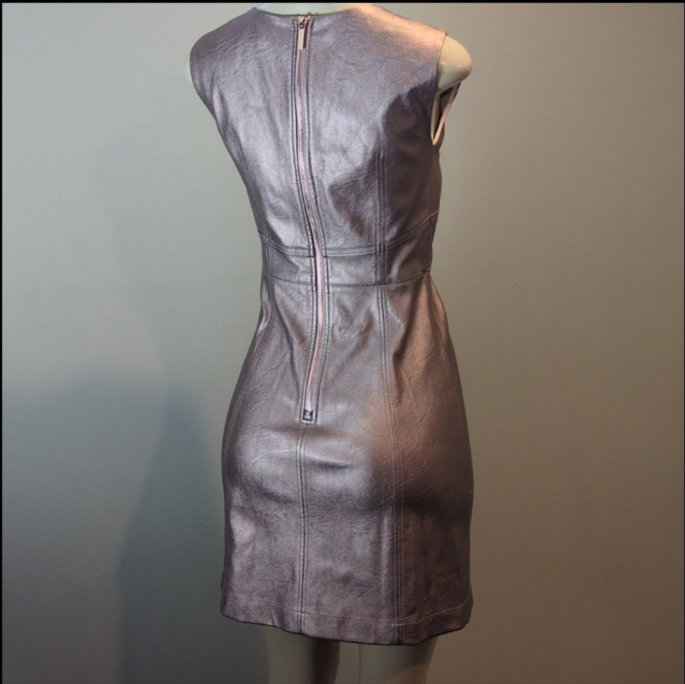 A/X Armani Exchange Metallic Pink Faux Leather Mini Dress Women's Size 2 - Picture 11 of 16